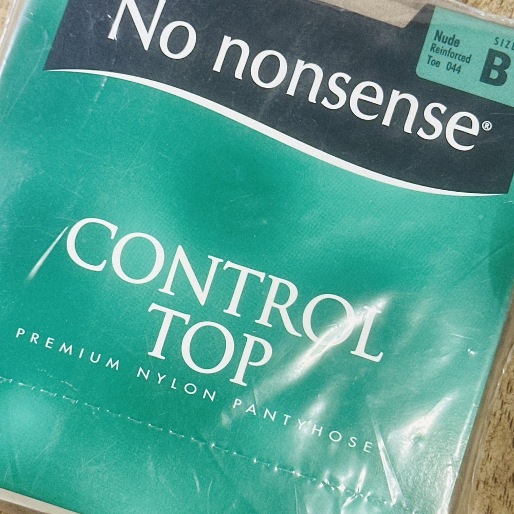 1990 No Nonsense Control Top Panty Hose B Nude 877 Reinforced‎ Toe New